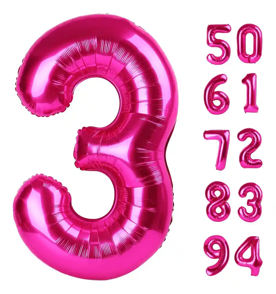 Globos Numeros Metalizados Fucsia Niña Rosado 80 Cm #3