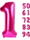 Globos Numeros Metalizados Fucsia Niña Rosado 80 Cm #1