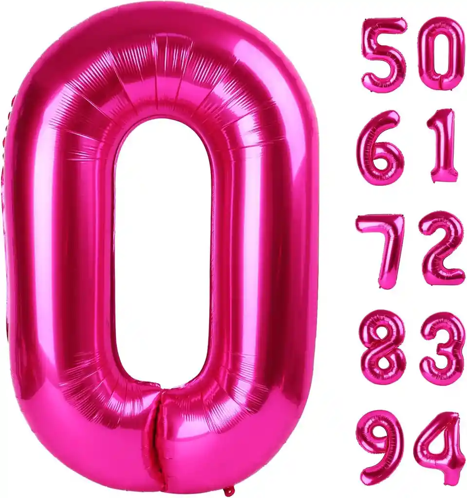 Globos Numeros Metalizados Fucsia Niña Rosado 80 Cm #0