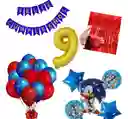 Kit Globos Bouquet Numero Sonic Numero Cortina Feston Rojo #9