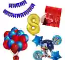 Kit Globos Bouquet Numero Sonic Numero Cortina Feston Rojo #8