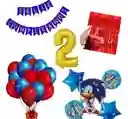 Kit Globos Bouquet Numero Sonic Numero Cortina Feston Rojo #2