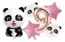 Kit Globos Panda Rosado Numero Animales Bosque China Tierno #9