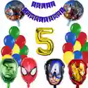 Kit Globos Decoracion Heroes Hulk Spider Capitan Iron Numero #5