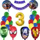 Kit Globos Decoracion Heroes Hulk Spider Capitan Iron Numero #3