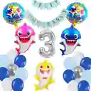 Kit Globos Decoracion Mar Marino Baby Shark Tiburon Numero #3