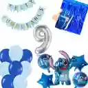 Kit Globos Decoracion Stitch Cortina Número Azul Feston #9