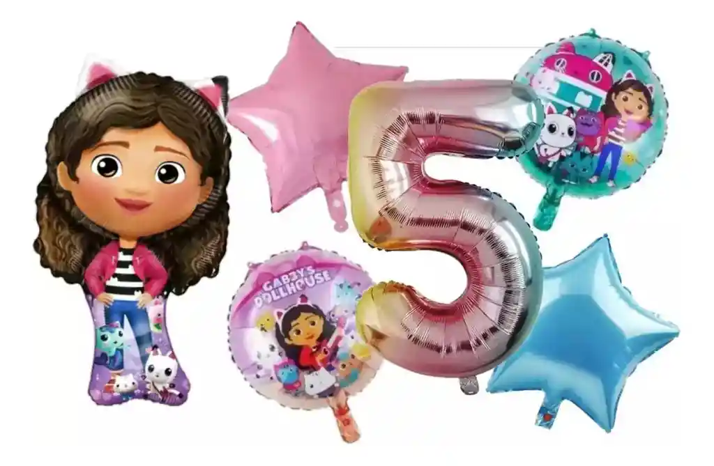 Kit Globos Bouquet Numero Gabby Casa Juguetes Niña Fiesta #5