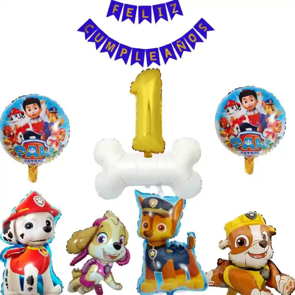 Kit Globos Decoracion Chase Marshall Skye Rubble Perro Hueso #1