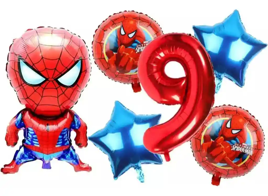 Kit Globos Bouquet Numero Spiderman Rojo Niño Heroes Fiesta #9