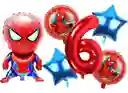 Kit Globos Bouquet Numero Spiderman Rojo Niño Heroes Fiesta #6