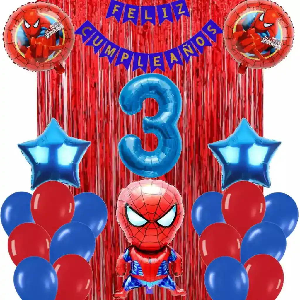 Kit Bouquet Globos Spiderman Spiderverse Numero Festón #3