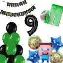 Kit Decoración Globos Video Juego Minero Numero Control #9