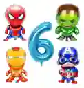 Kit Globos Numero Iron Capitan Hulk Spiderman Cumpleaños #6