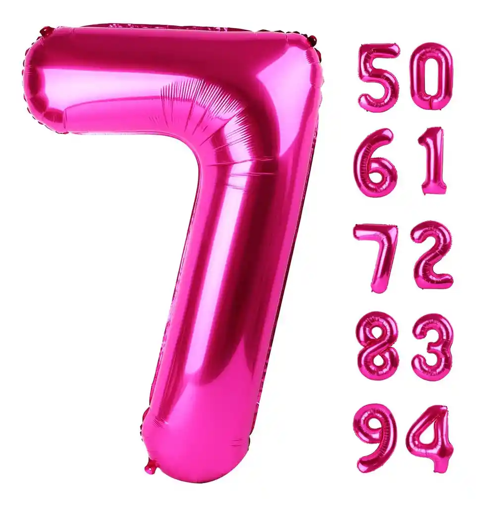 Globos Numeros Metalizados Fucsia Niña Rosado 80 Cm #7