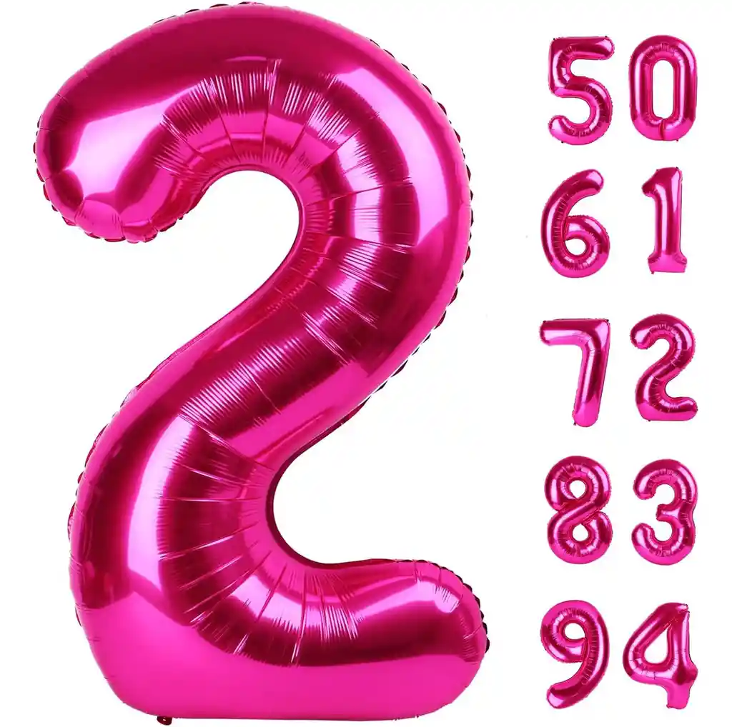 Globos Numeros Metalizados Fucsia Niña Rosado 80 Cm #2