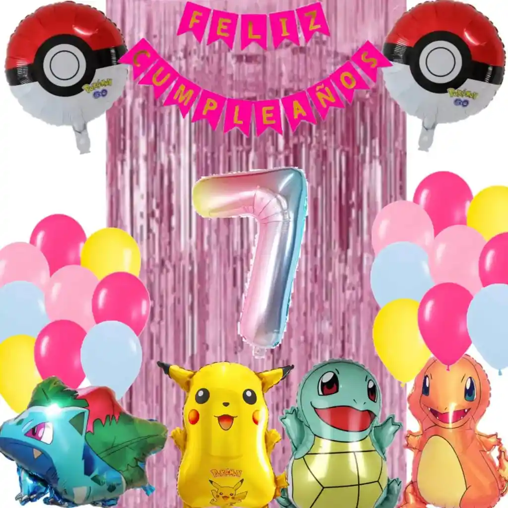 Kit Globos Pikachu Cumpleaños Niño Serie Juegos Charmander #7