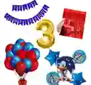 Kit Globos Bouquet Numero Sonic Numero Cortina Feston Rojo #3