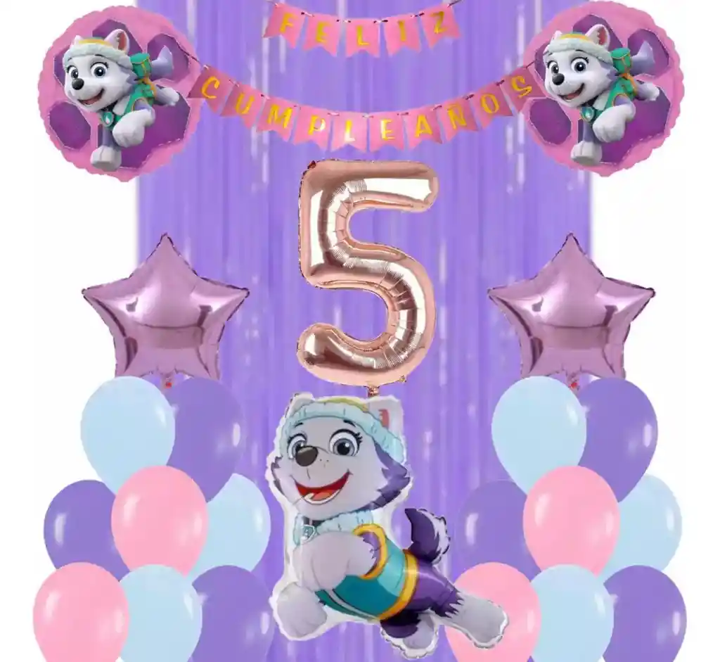 Kit Globos Bouquet Numero Perro Everest Paw Patrol Patrulla #5