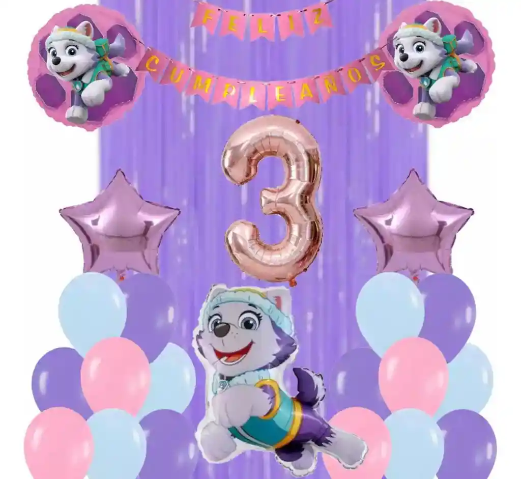 Kit Globos Bouquet Numero Perro Everest Paw Patrol Patrulla #3