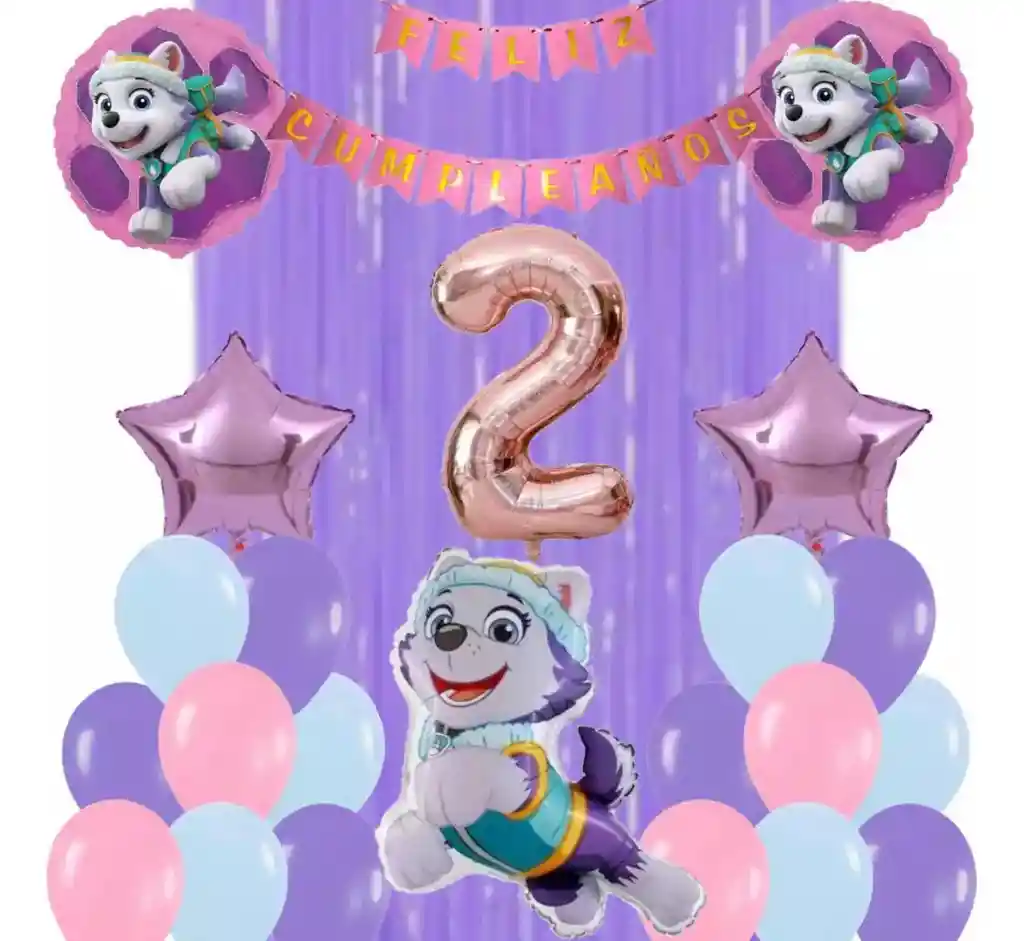 Kit Globos Bouquet Numero Perro Everest Paw Patrol Patrulla #2