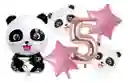 Kit Globos Panda Rosado Numero Animales Bosque China Tierno #5