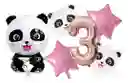 Kit Globos Panda Rosado Numero Animales Bosque China Tierno #3