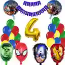 Kit Globos Decoracion Heroes Hulk Spider Capitan Iron Numero #4