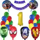 Kit Globos Decoracion Heroes Hulk Spider Capitan Iron Numero #1