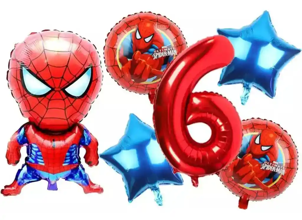 Kit Globos Bouquet Numero Spiderman Rojo Niño Heroes Fiesta #6