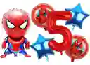 Kit Globos Bouquet Numero Spiderman Rojo Niño Heroes Fiesta #5