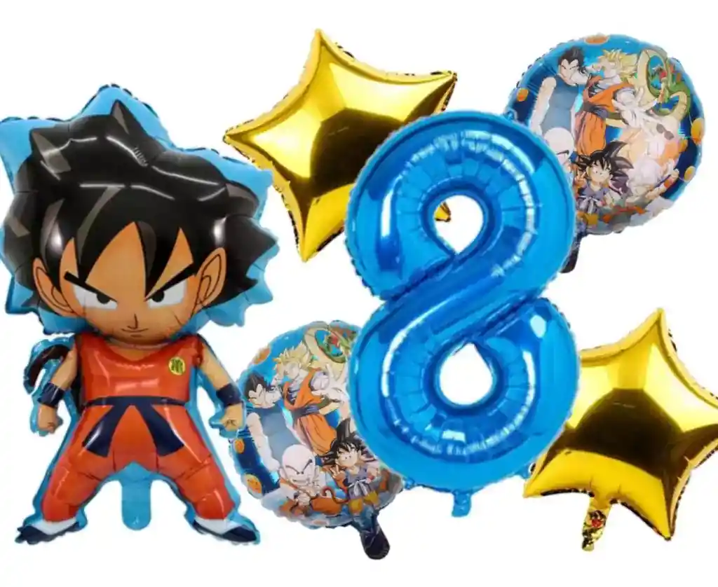 Kit Decoración Globos Goku Dragón Ball Número Anime Azul #8