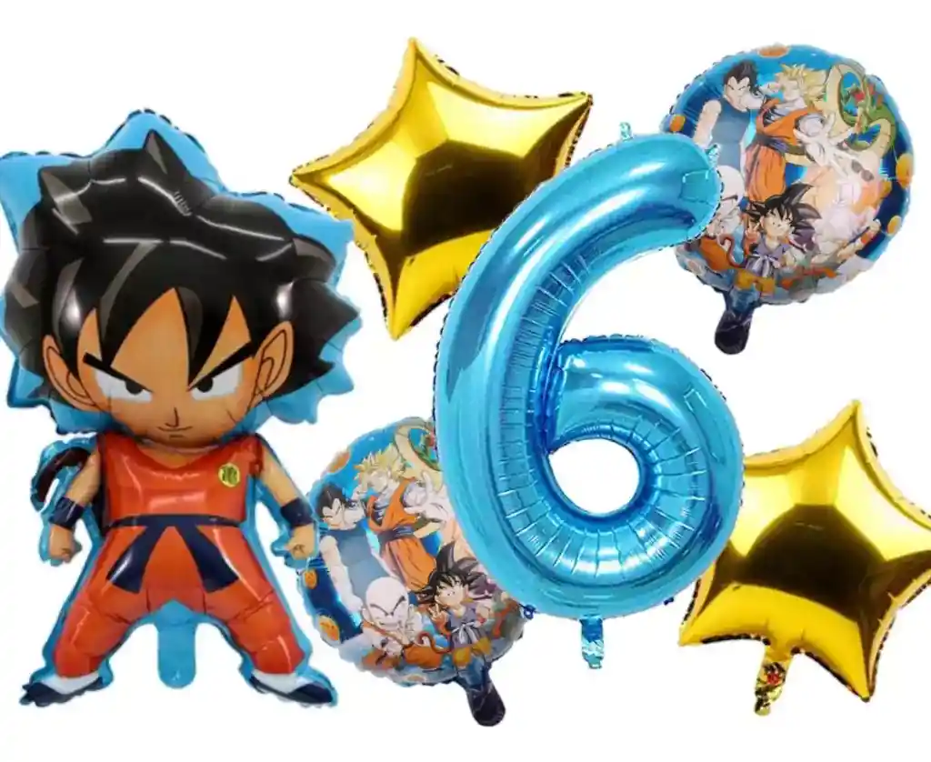 Kit Decoración Globos Goku Dragón Ball Número Anime Azul #6