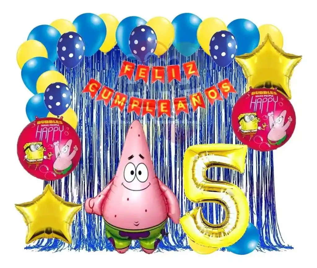 Kit Globos Bob Esponja Cumpleaños Cortina Numero Patricio #5