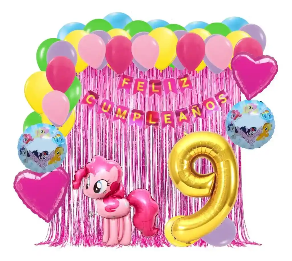 Globos Kit Decoracion My Little Pony Cumpleaños Numero #9