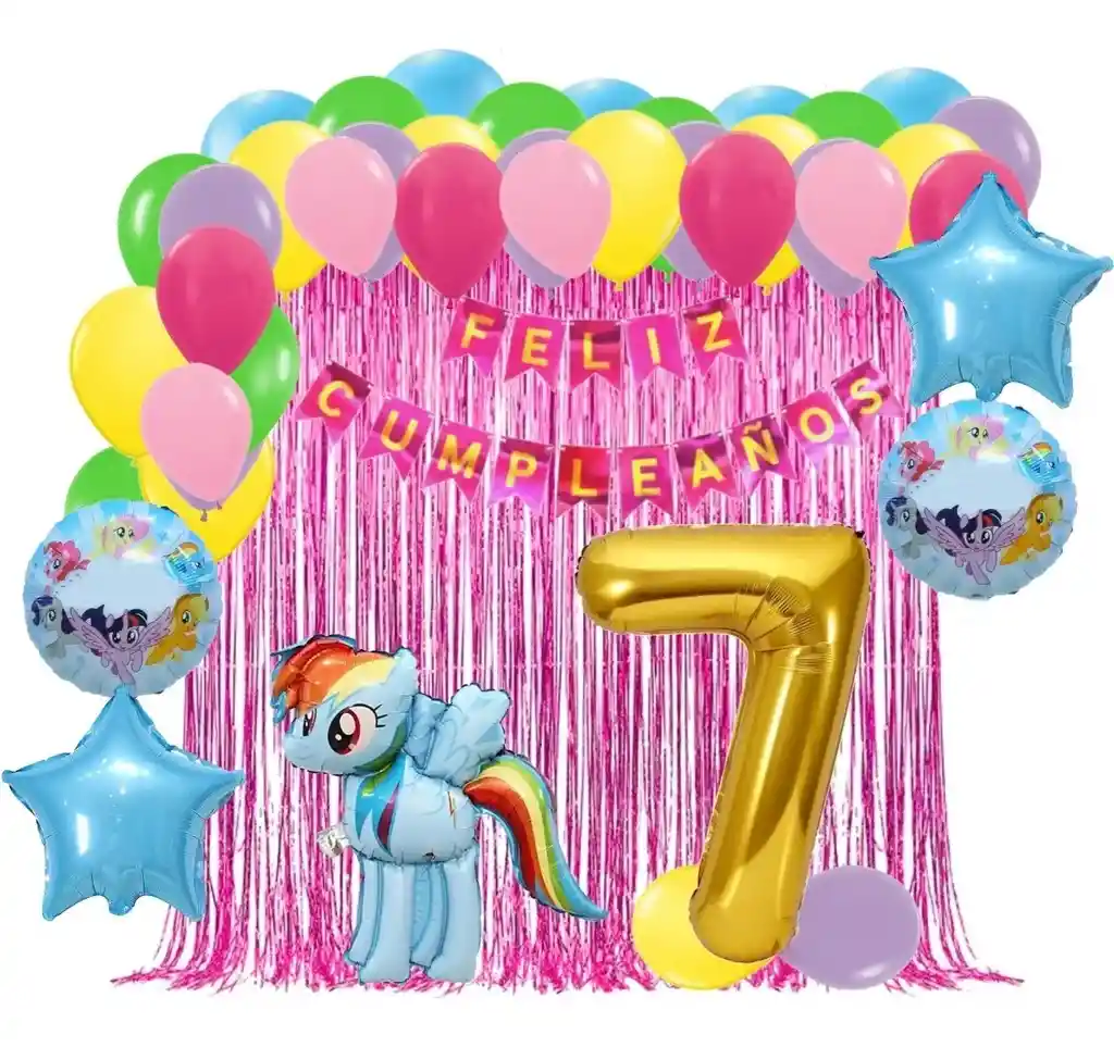 Azul Kit Globos Decoración My Little Pony Cumpleaños Numero #7