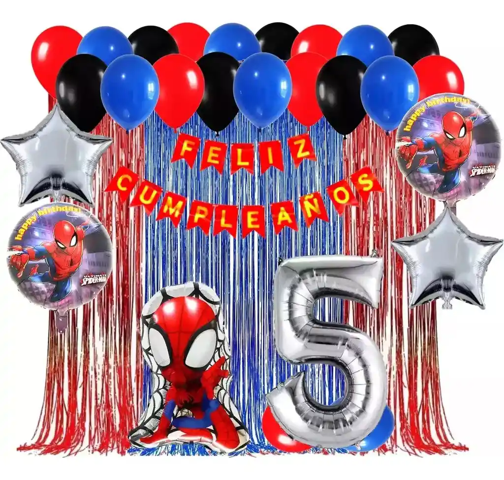 Kit Globos Decoracion Heroes Araña Spidey Spiderman Numero #5