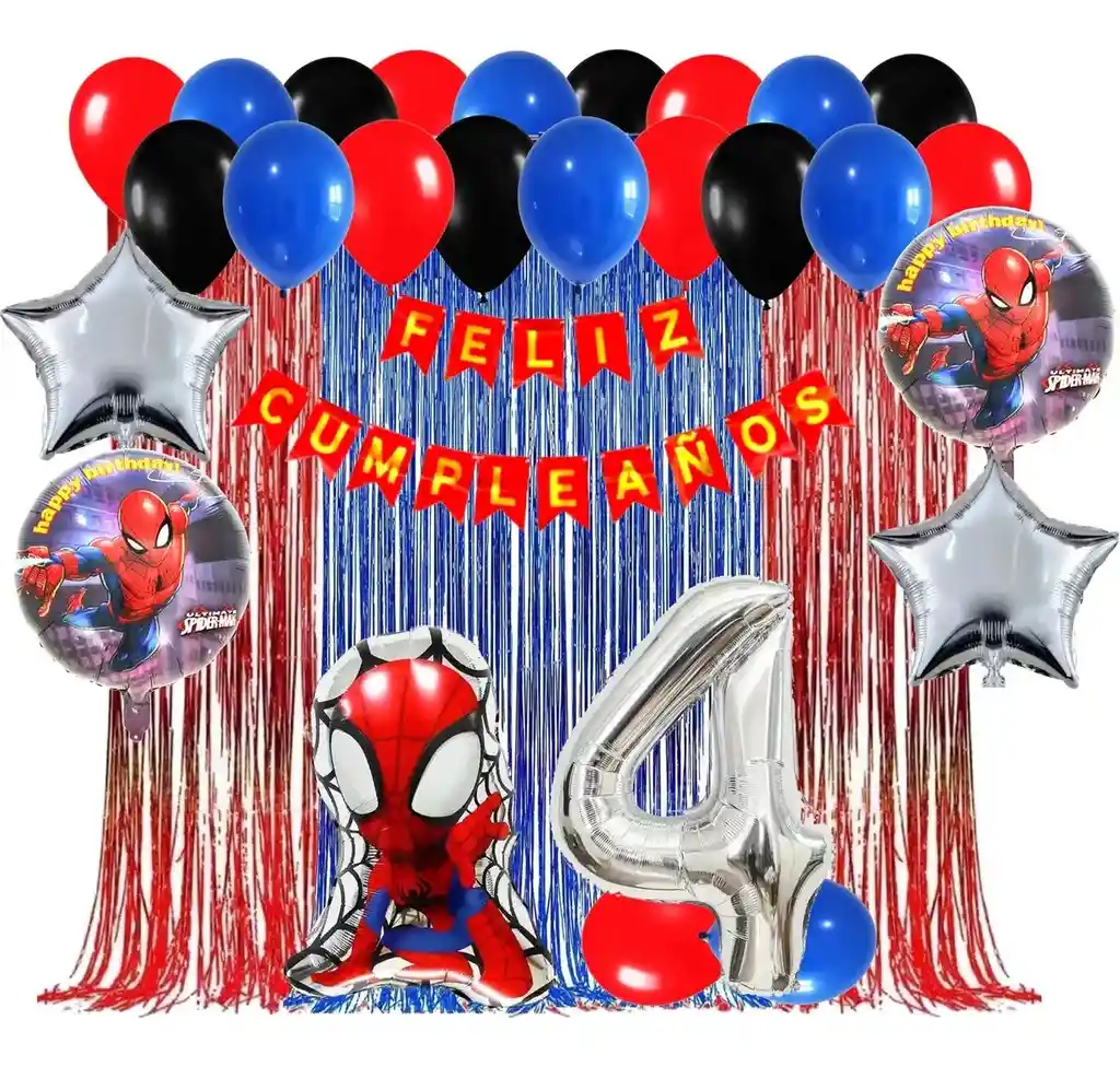 Kit Globos Decoracion Heroes Araña Spidey Spiderman Numero #4