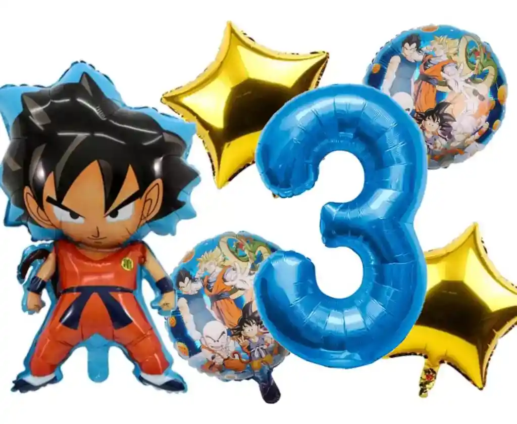 Kit Decoración Globos Goku Dragón Ball Número Anime Azul #3