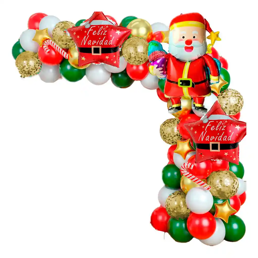 Kit Arco Decoración Globos Navidad Papá Noel Rojo Verde