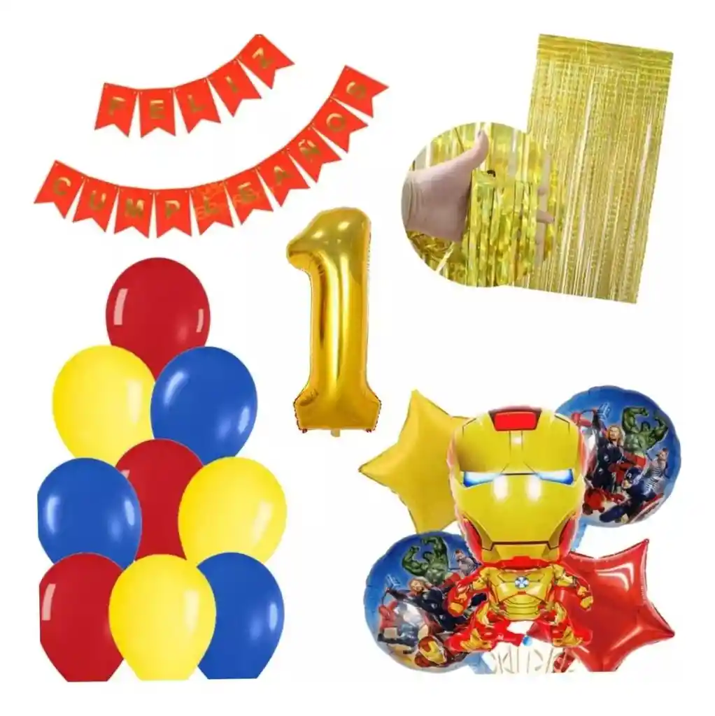 Kit Globos Decoración Iron Man Cumpleaños Avengers Cortina #1