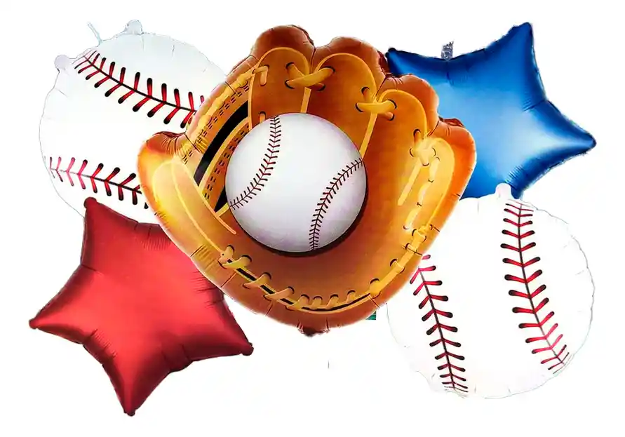 Bouquet Globos Deporte Beisbol Pelota Bate Rojo Azul