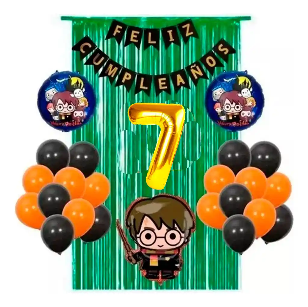 Kit Globos Decoración Harry Potter Cumpleaños Cortina Verde #7