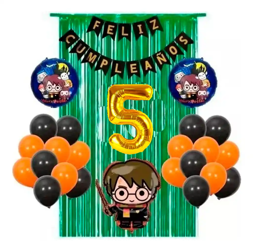 Kit Globos Decoración Harry Potter Cumpleaños Cortina Verde #5