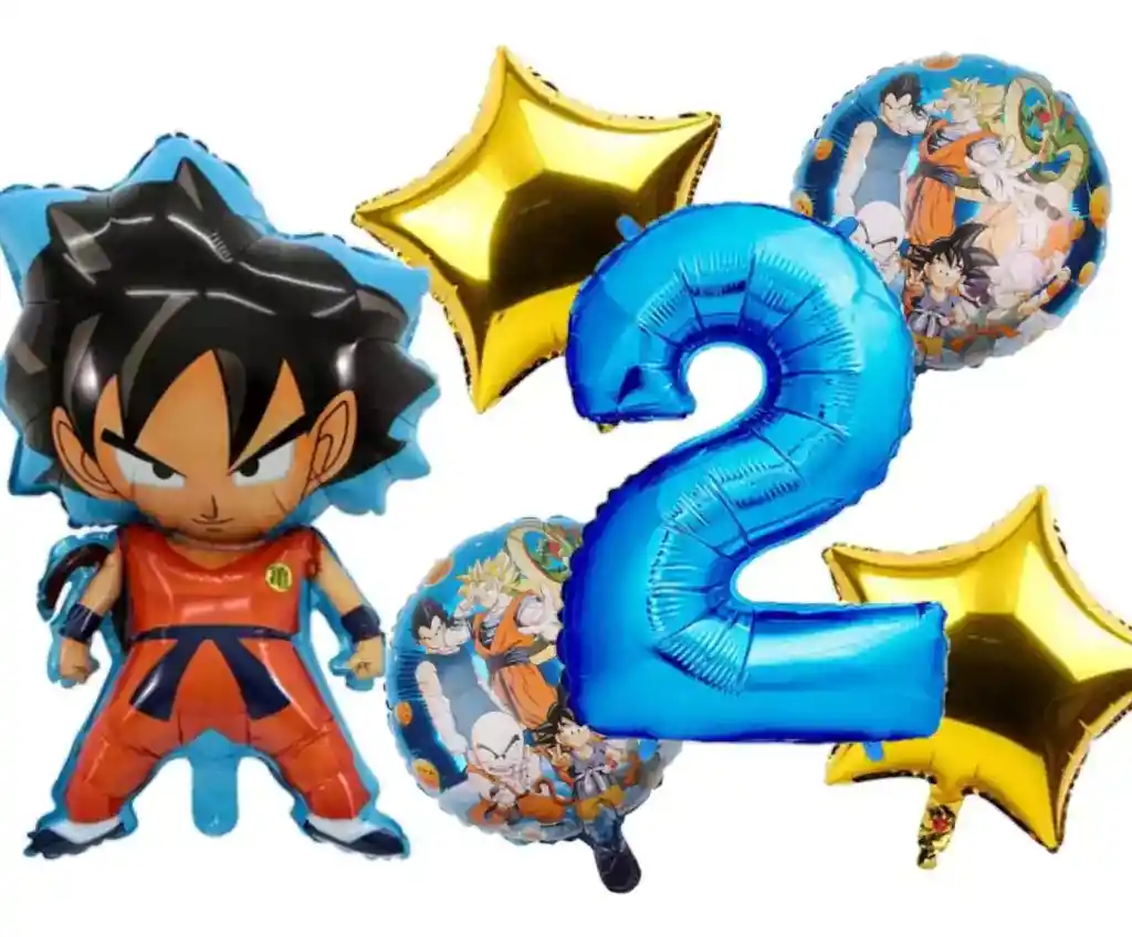 Kit Decoración Globos Goku Dragón Ball Número Anime Azul #2