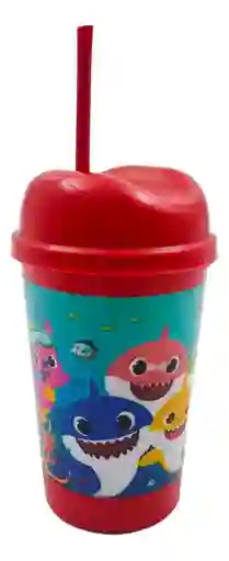 Vaso Pitillo Baby Shark Rojo