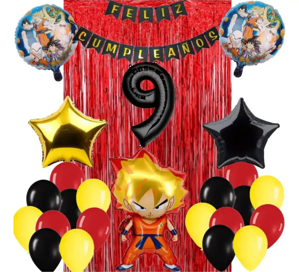 Globos Kit Decoración Dragon Ball Z Cortina Cumpleaños #9