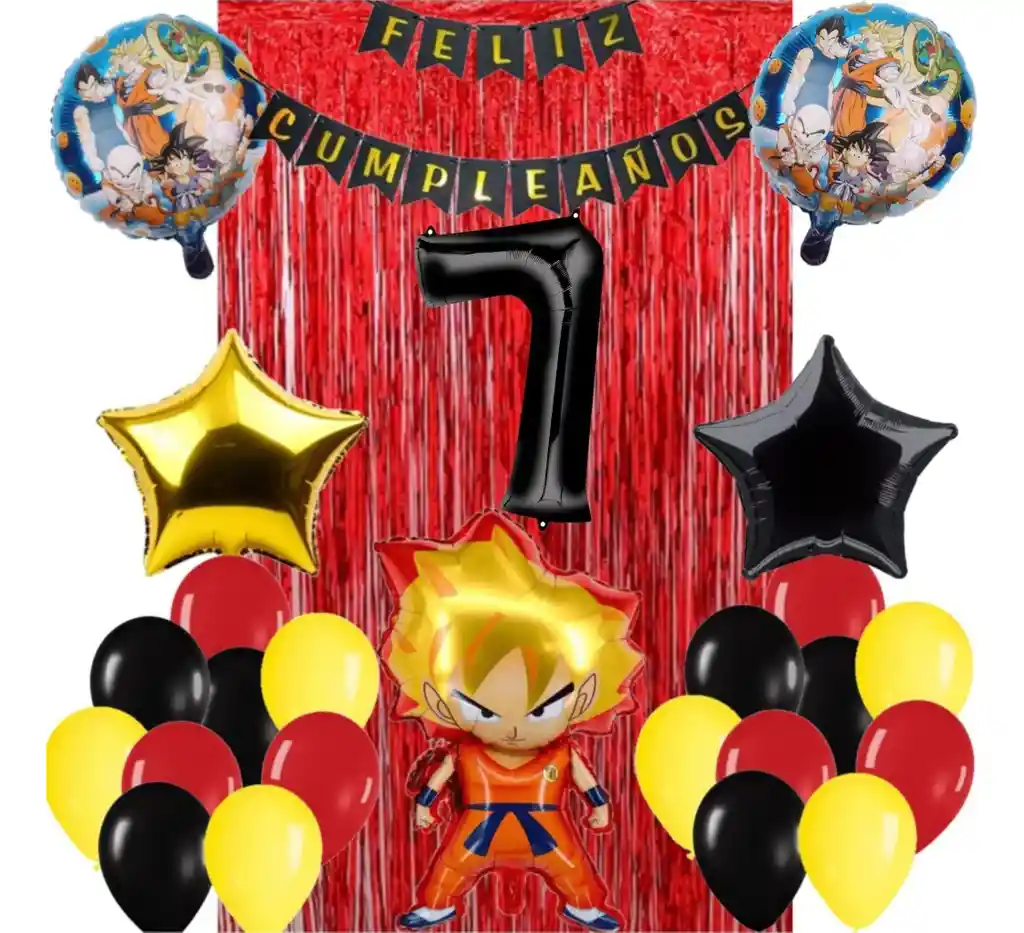 Globos Kit Decoración Dragon Ball Z Cortina Cumpleaños #7