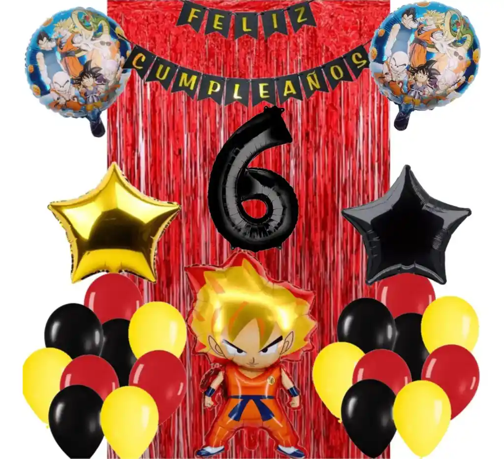 Globos Kit Decoración Dragon Ball Z Cortina Cumpleaños #6