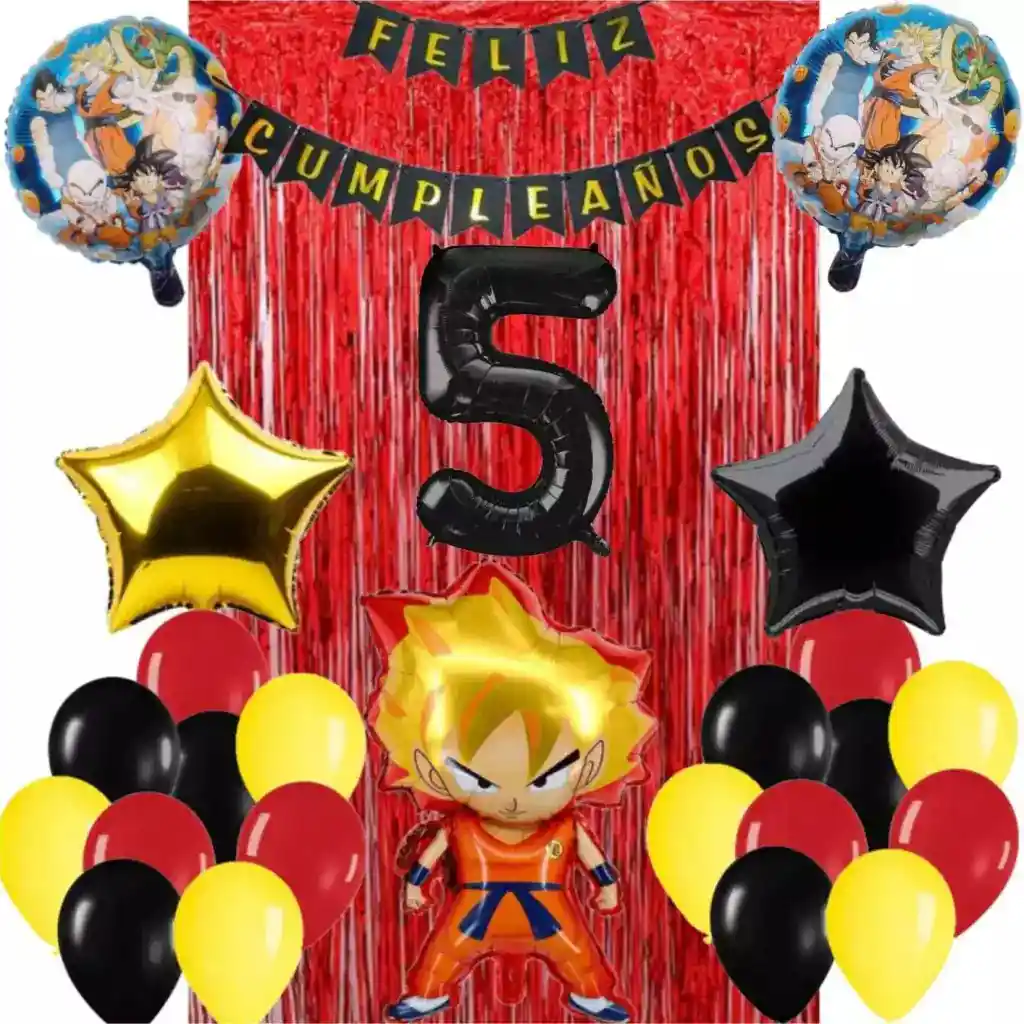 Globos Kit Decoración Dragon Ball Z Cortina Cumpleaños #5